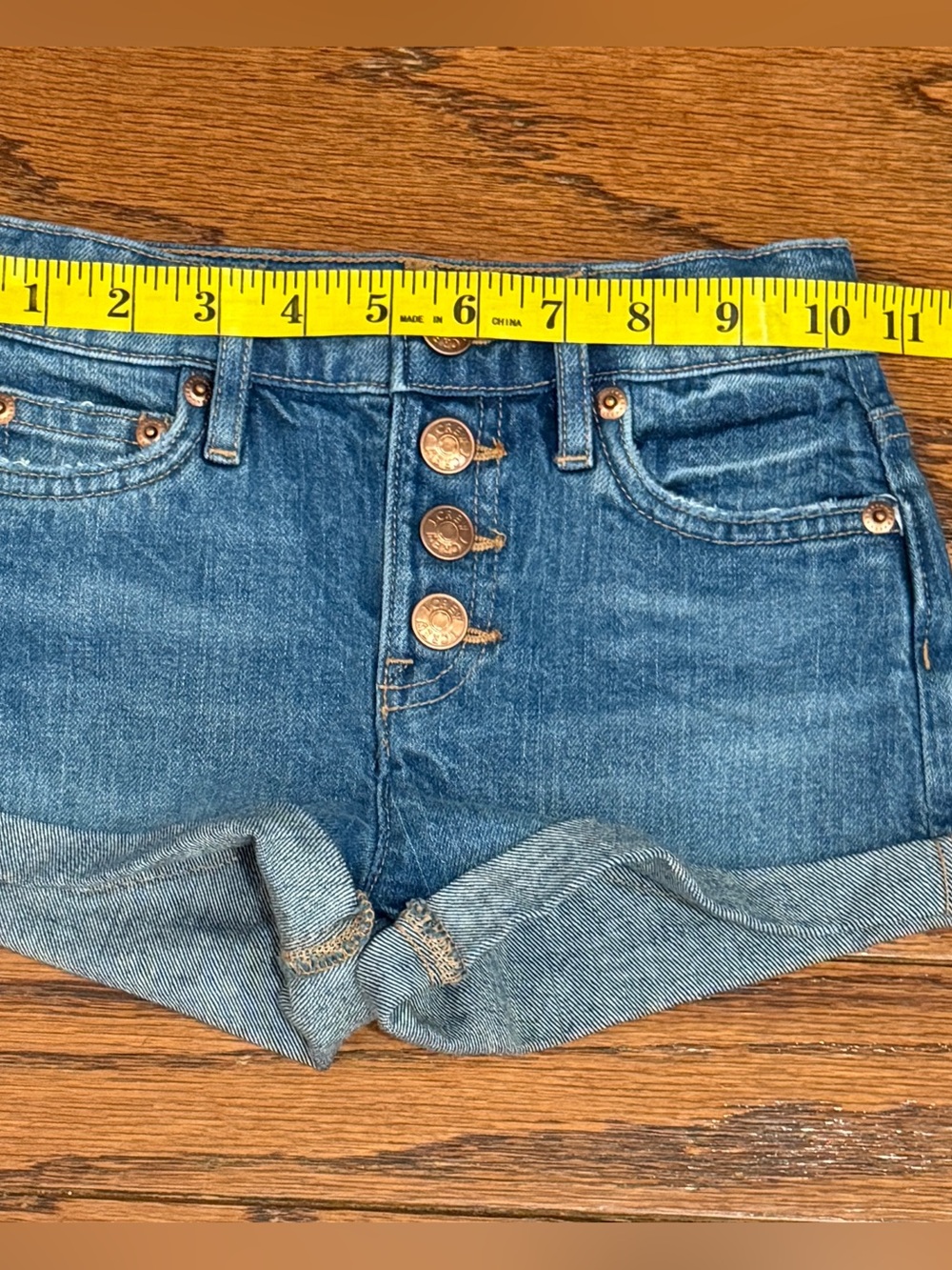 Crew Cuts by J.Crew Girls' Cuffed Denim Shorts in Poppy Wash Cotton Blend Sz 5 - Picture 6 of 6